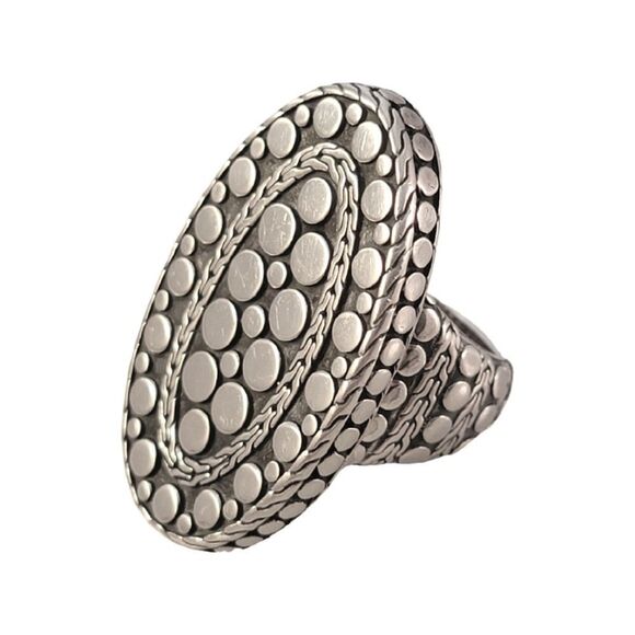John Hardy Large Sterling Dot Oval Ring - Sz. 6.5 - Picture 4 of 11